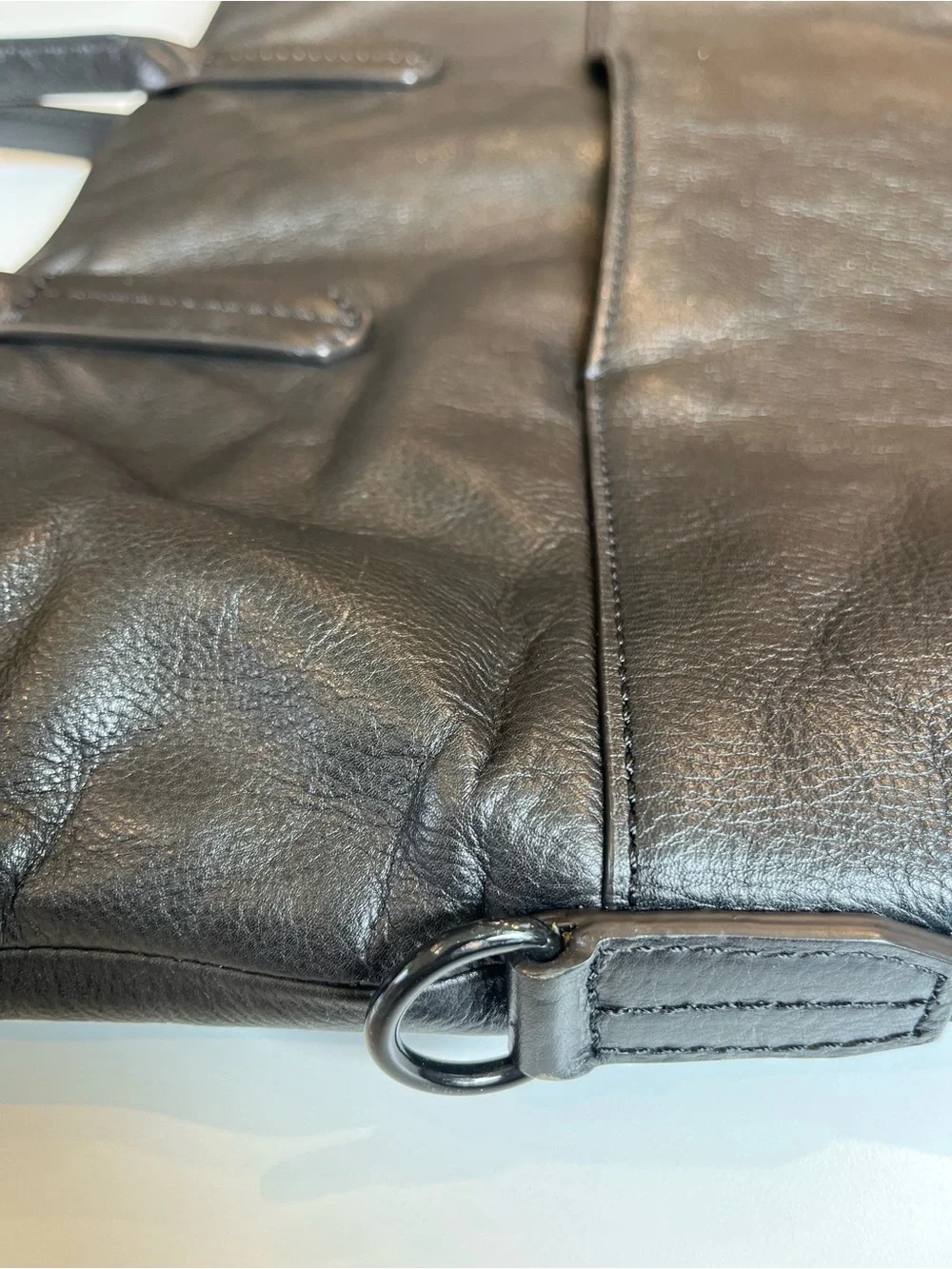 Ben Minkoff Black Leather Large Tote Work Laptop Bag Missing Strap